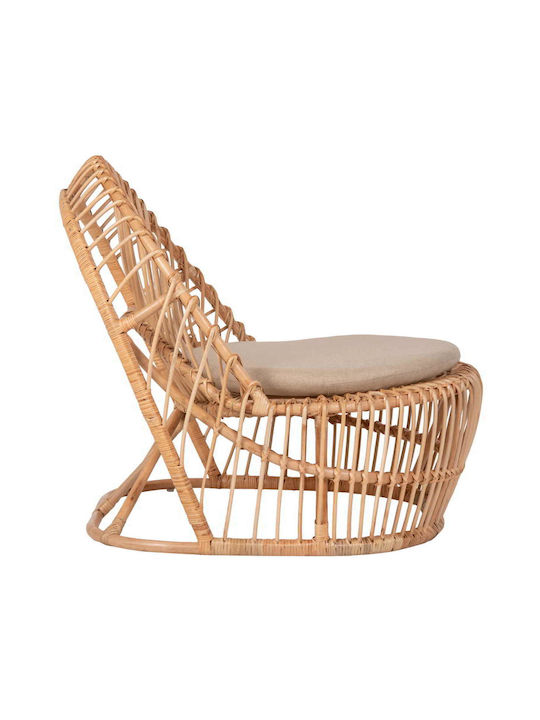 Πολυθρόνα Εξωτερικού Χώρου Rattan Entropy Φυσικό με Μαξιλάρι 80x97x85εκ.