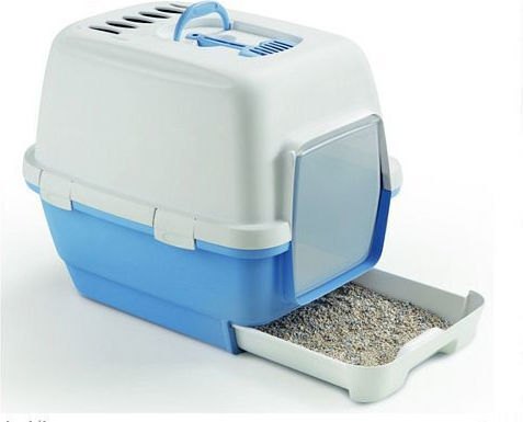 Zolux Cat Toilet Closed with Filter and Sieve Blue L58 x W45 x H48cm