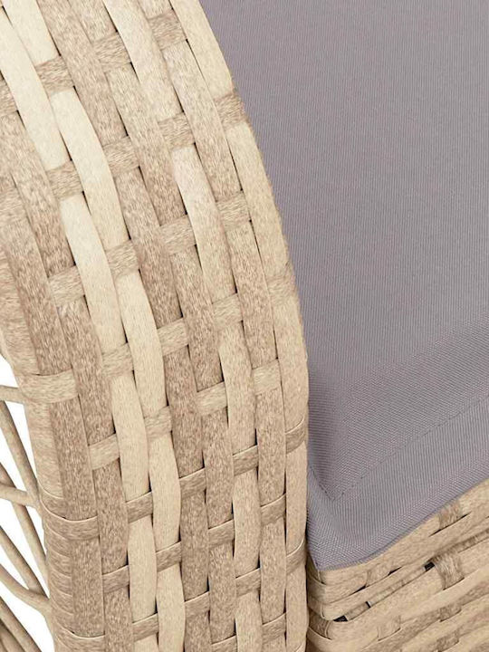 Schaukelstuhl Rattan Beige mit Kissen 50x60εκ.