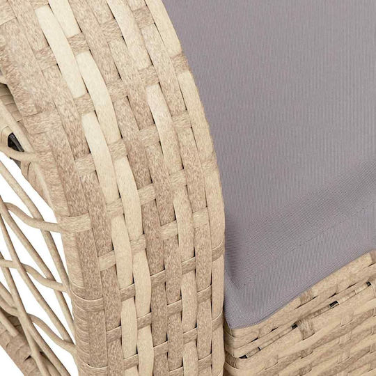 Κουνιστή Καρέκλα Rattan Μπέζ με Μαξιλάρι 50x60εκ.