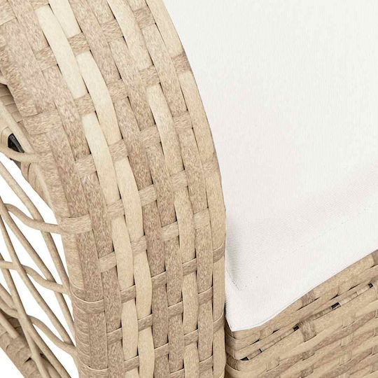 Κουνιστή Καρέκλα Rattan Μπέζ με Μαξιλάρι 50x60x75εκ.