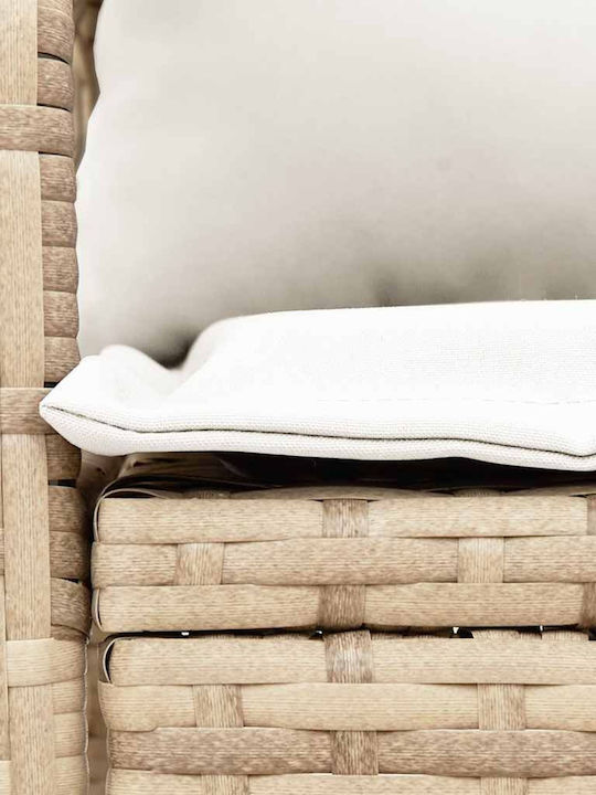 Schaukelstuhl Rattan Beige mit Kissen 50x60x75εκ.