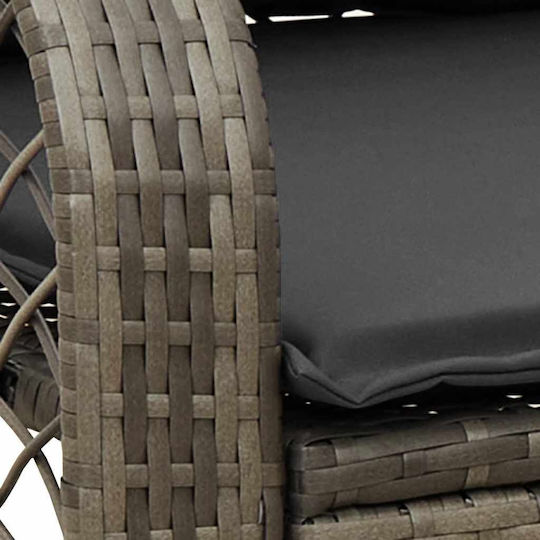 Κουνιστή Καρέκλα Rattan Γκρί με Μαξιλάρι 50x60x95εκ.