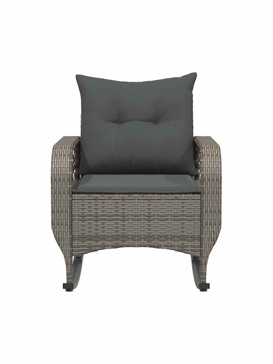 Κουνιστή Καρέκλα Rattan Γκρί με Μαξιλάρι 50x60x95εκ.