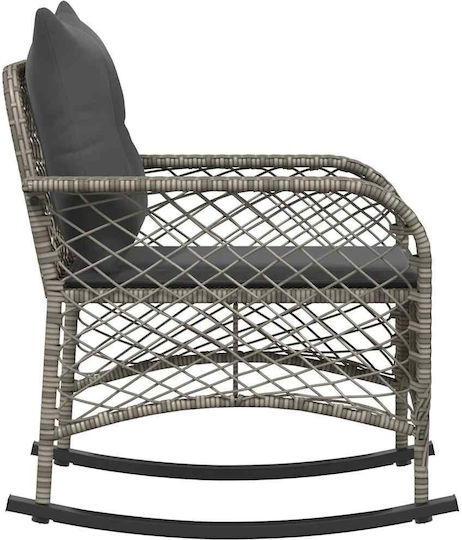 Κουνιστή Καρέκλα Rattan Γκρί με Μαξιλάρι 50x60x95εκ.