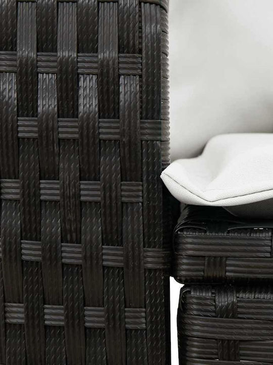 Rocking Chair Rattan Black Velvet-Black Metal with Cushion 50x60x93cm