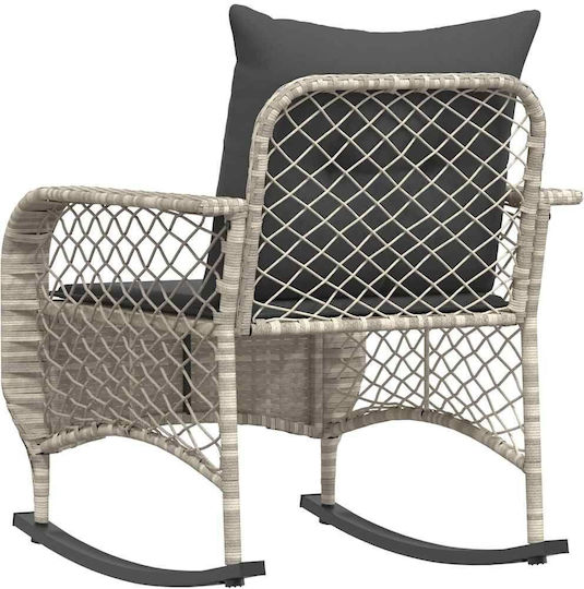 Rocking Chair Rattan Grey with Cushion 50x60x98cm