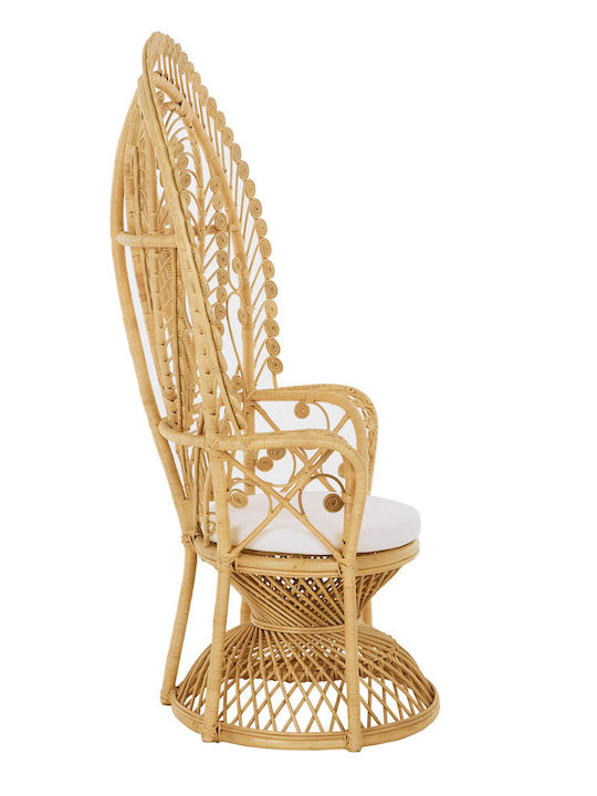 Fotoliu de exterior Rattan Emmaluelle Natural cu pernă 115x70x115cm