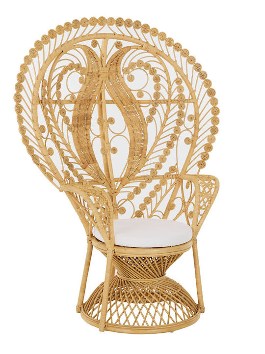 Fotoliu de exterior Rattan Emmaluelle Natural cu pernă 115x70x115cm