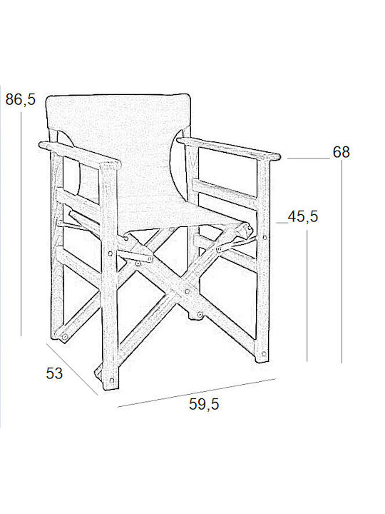 Director's Chair Wooden Torino Walnut - Grey 59x51x85cm