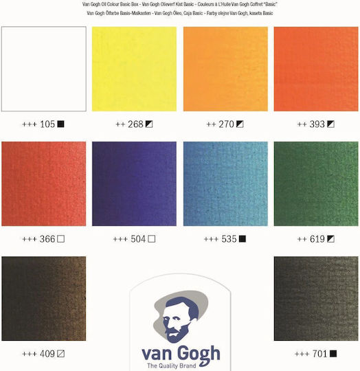 Royal Talens Van Gogh Oil Basic Box Painting Set in Case Colouring Set 40ml 10pcs 40x10cm 10pcs