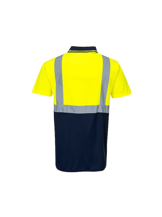 Tricou Polo cu Mâneci Scurte Hi-Vis S479 Portwest Galben Albastru
