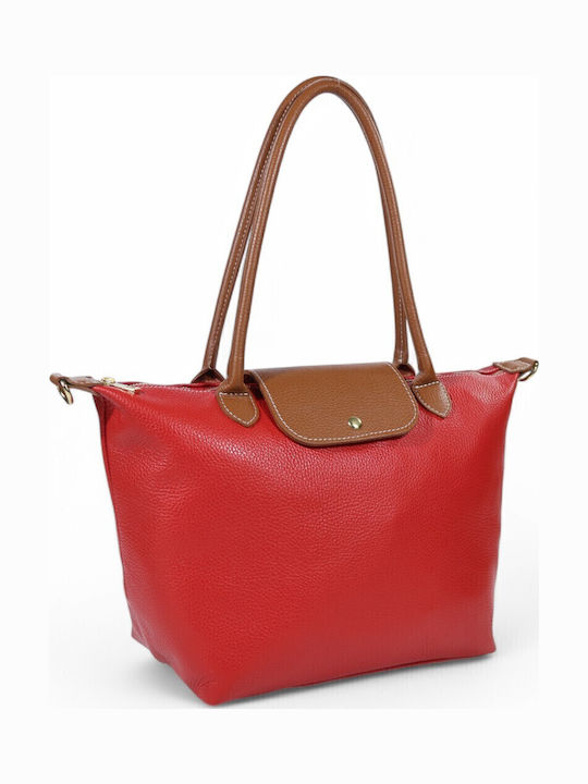 Leder Damentasche Schultertasche Rot