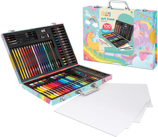 HappiHobbi Unicorn Painting Set in Case Wooden with 100 Accessories