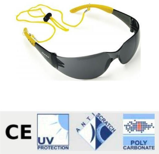 Maco Safety Glasses for Protection with Black Lenses Tinted 1pcs