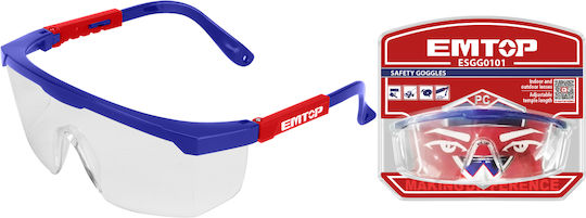 Emtop Safety Glasses for Protection with Transparent Lenses 1pcs