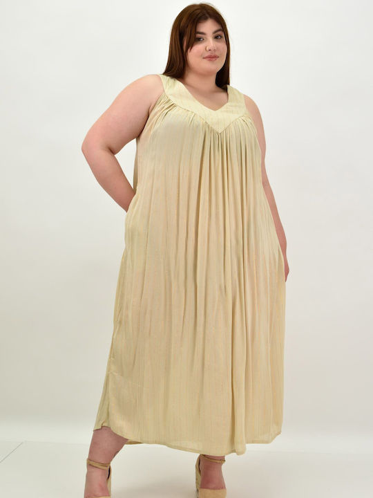 Women's Sleeveless Beige Kaftan 20109