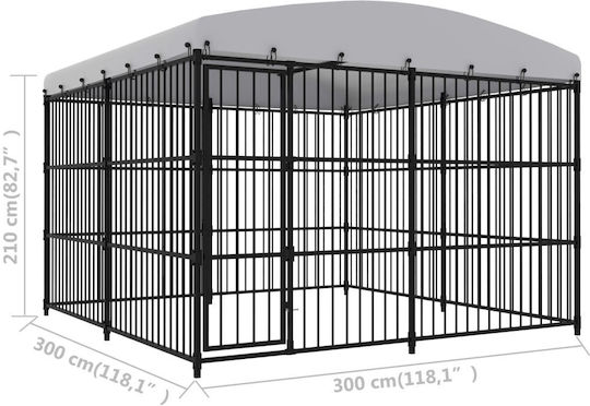 vidaXL Μεταλλικό Πάρκο Σκύλου 300x300x210εκ. Μαύρο