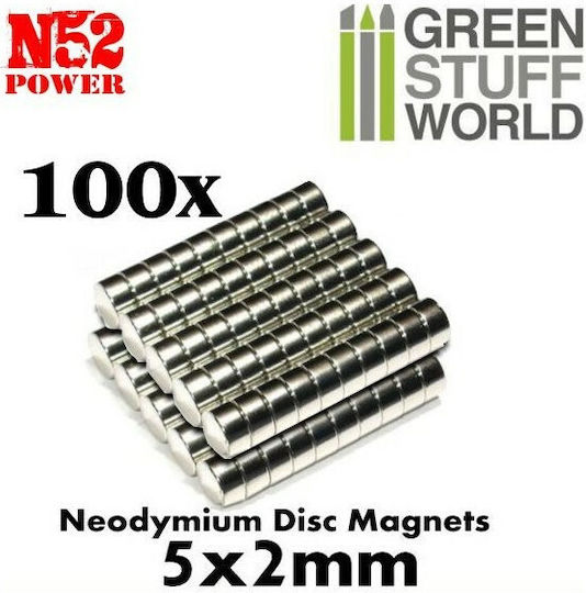 Green Stuff World Neodymium Round Magnet with Traction Force 0.575kg N35 L5xW5mm