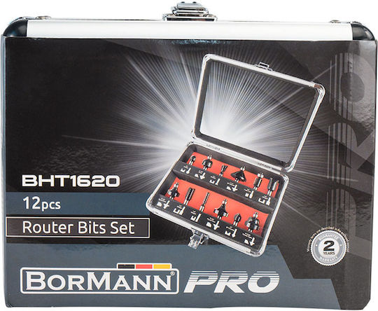 Bormann Pro BHT1620 Set Cutters for Router Cutter Set Carbide 8mm 12pcs