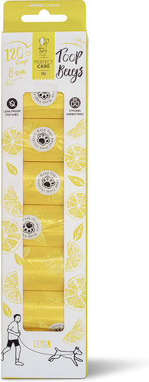 Pungi pentru excremente de câine Perfect Care, parfum de lămâie, 8 role, 120 pungi