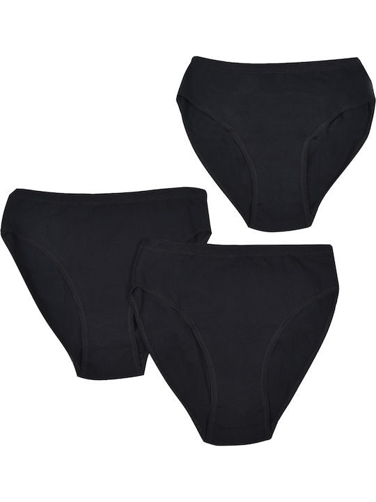 Βαμβακερά Ψηλόμεσα Γυναικεία Slip 3Pack Beige / Black / White
