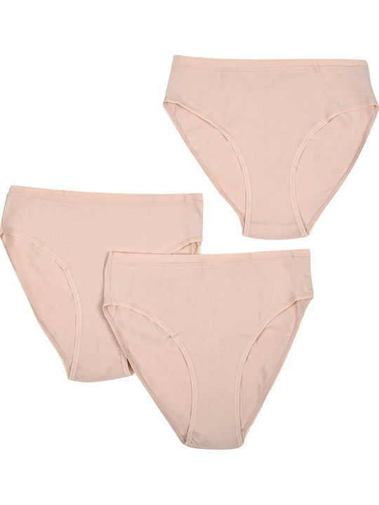 Βαμβακερά Ψηλόμεσα Γυναικεία Slip 3Pack Beige / Black / White