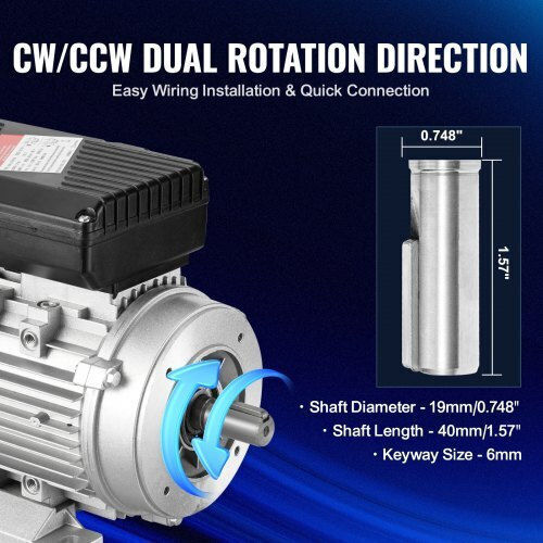 Single-phase Electric Motor 0.75 Kw 1400 Rpm Frame B34 5.15 A 220 V/50 Hz