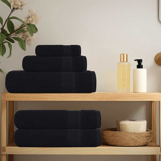 vidaXL Set 10 Hotel Pool and Beach Towels 200x80 cm 360gsm Black