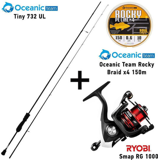 Oceanic Shadow 220 Fishing Rod for Light Rockfishing with Reel 2.2m 1-10gr