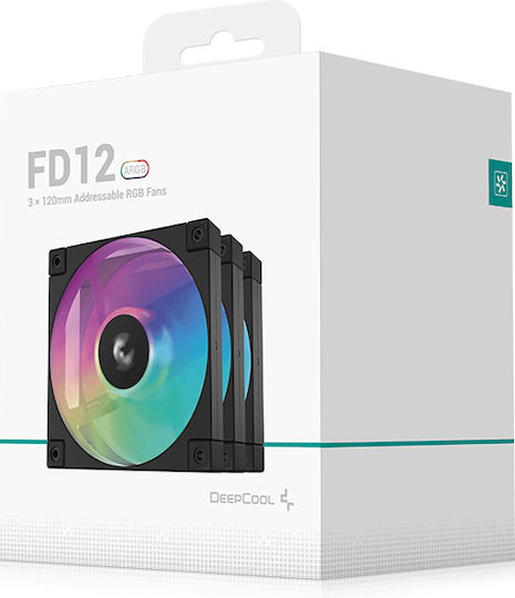 Deepcool FD12 Case Fan 120mm (2050rpm / 63.6cfm) με ARGB Φωτισμό και Σύνδεση 4-Pin PWM 3τμχ