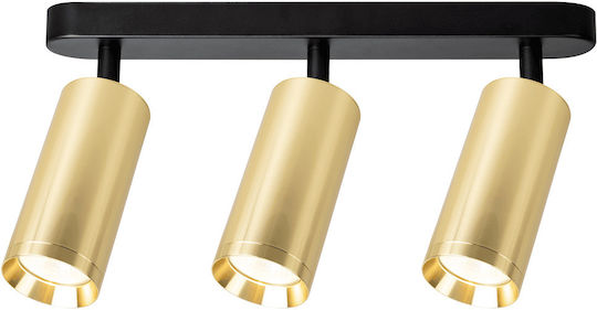 Eko Light Τριπλό Σποτ με Ντουί GU10 σε Χρυσό Χρώμα