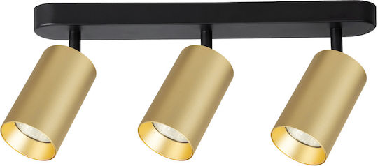 Eko Light Dreifach Spot mit Fassung GU10 in Gold Farbe