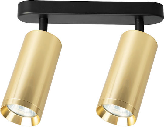 Eko Light Διπλό Σποτ με Ντουί GU10 σε Χρυσό Χρώμα