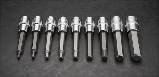 Neo Tools Μακριά Καρυδάκια με Μύτες Allen και Καρέ Υποδοχής 1/2'' Σετ 9τμχ