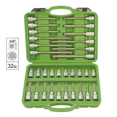 JBM Long Socket with Motor Torx and Socket 1/2'' Set 32pcs