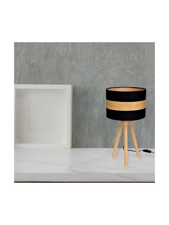 Eko Light Wood Table Lamp for Socket E27 with Orange Shade and Base