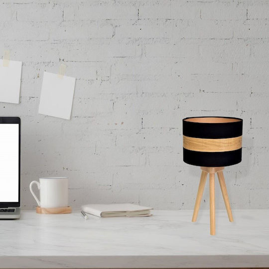 Eko Light Wood Table Lamp for Socket E27 with Orange Shade and Base