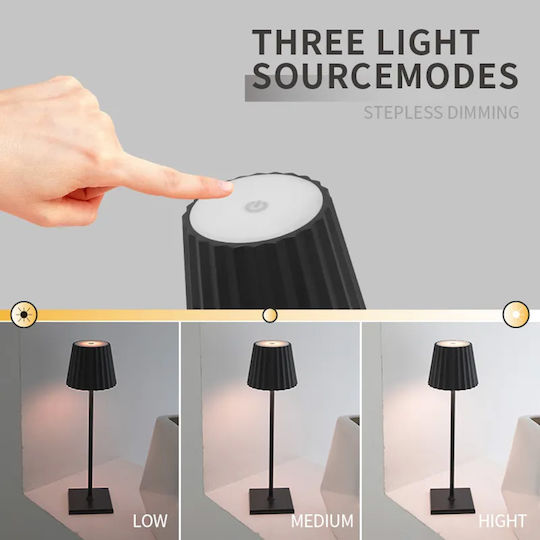 Keskor Metal Table Lamp LED with Black Shade and Base