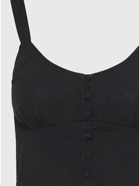 Women's Summer Crop Top Linen Black