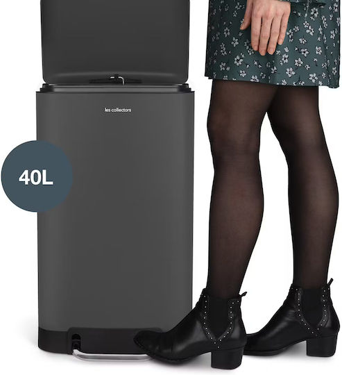 Les Collectors Waste Bin N831 Made of Stainless Steel with Grey Pedal 40lt