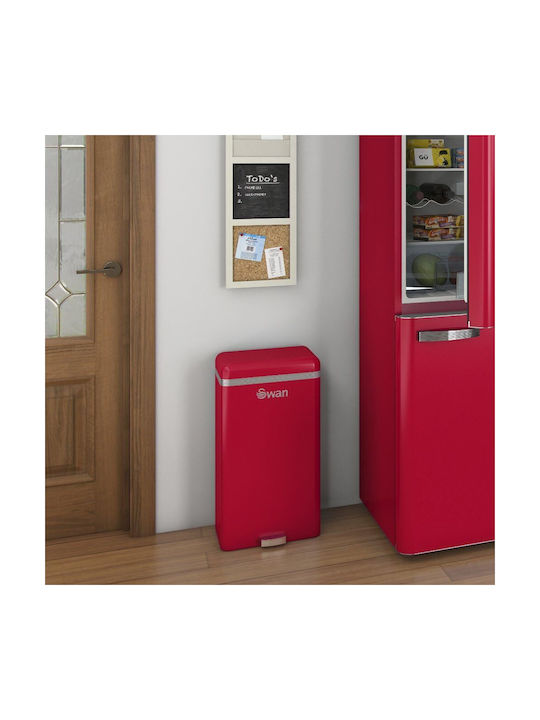 Swan Coș Retro De Gunoi Din Oțel Inoxidabil Cu Senzor Roșu 45lt