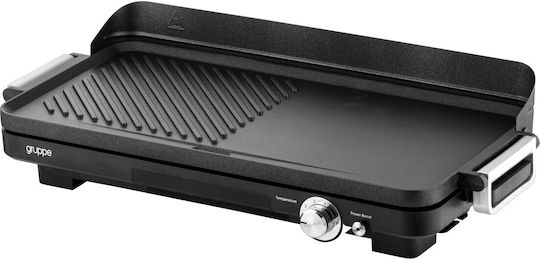 Gruppe LW 830 Tabletop Electric Grill Smooth and Ribbed Plate 1800W with Adjustable Thermostat 50.8cmx25.4cmcm