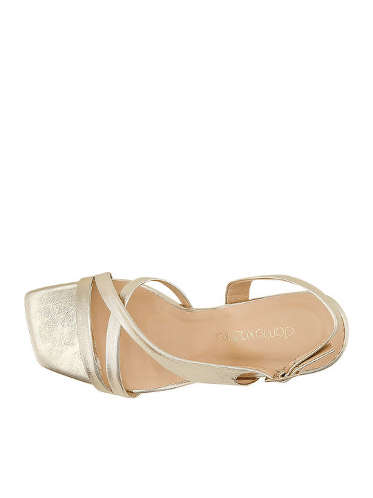Leder Sandalen Gold