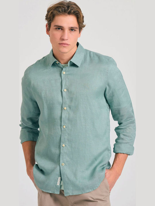 Long-sleeved Linen Shirt Sage Green