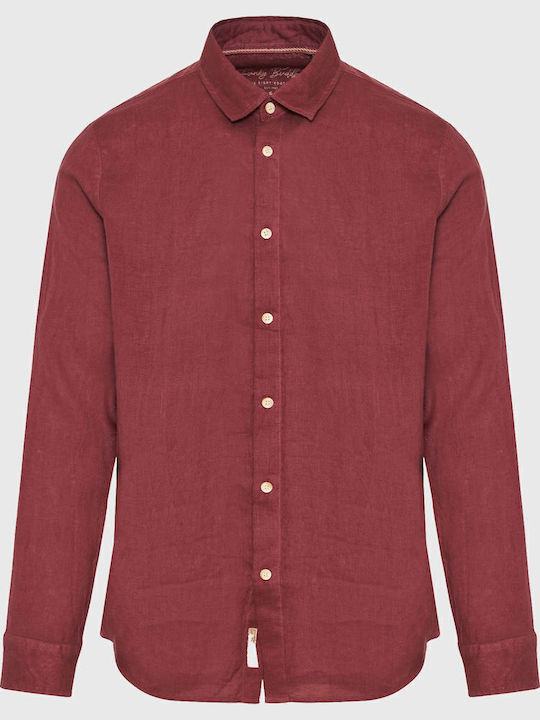 Long Sleeve Linen Shirt in Regular Fit Dark Rose