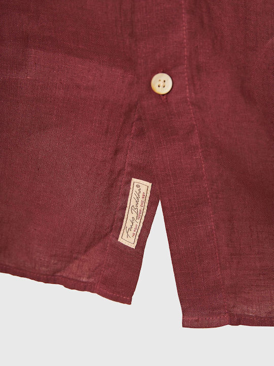 Long Sleeve Linen Shirt in Regular Fit Dark Rose