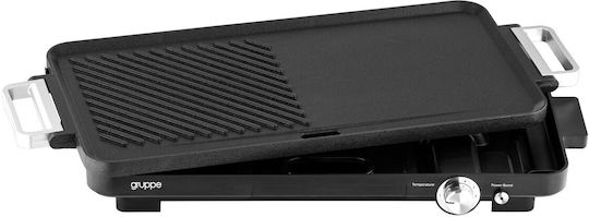 Gruppe LW 830 Tabletop Electric Grill Smooth and Ribbed Plate 1800W with Adjustable Thermostat 50.8cmx25.4cmcm