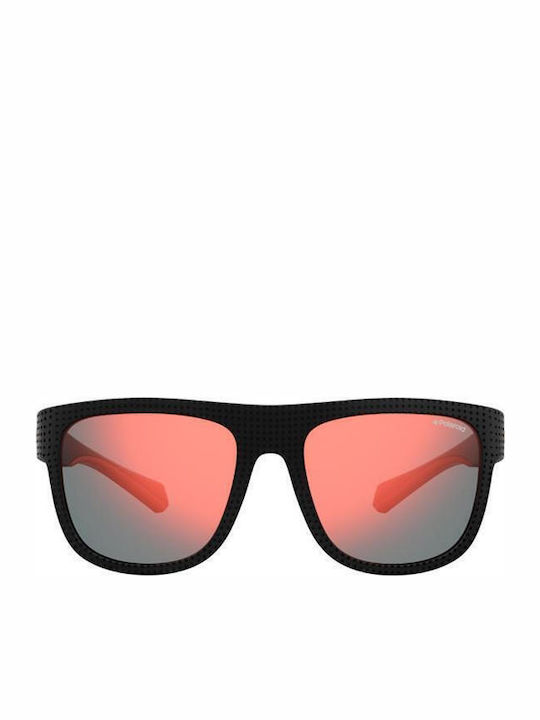 Polaroid Men's Sunglasses with Black Plastic Frame and Orange Polarized Mirror Lens PLD7023/S OIT/OZ