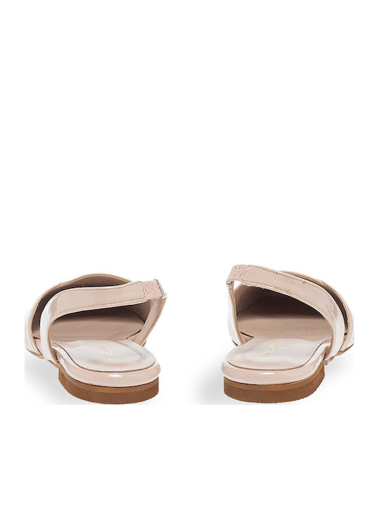 Lederne Damen Ballerinas Slingback mit Riemen in Rosa Farbe